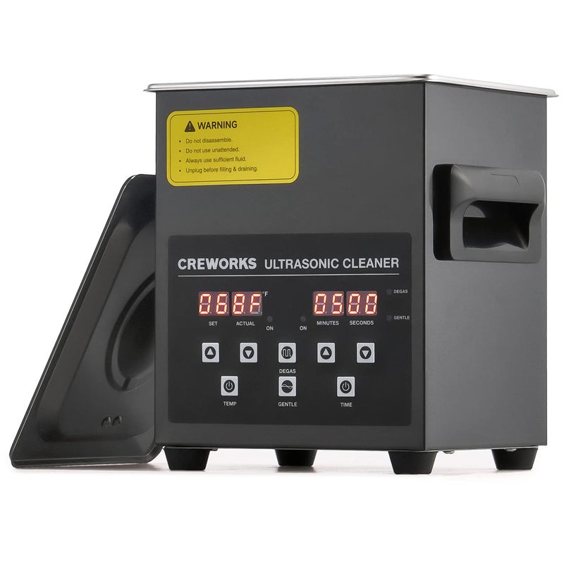 CREWORKS 2L Digital Ultrasonic Cleaning Machine with Degas and Gentle Mode, 60W Ultrasonic Cleaner Machine with Heater and Timer, 0.5 gal Ultrasound Cleaner for Retainer Watch Denture Glasses More - Image 1